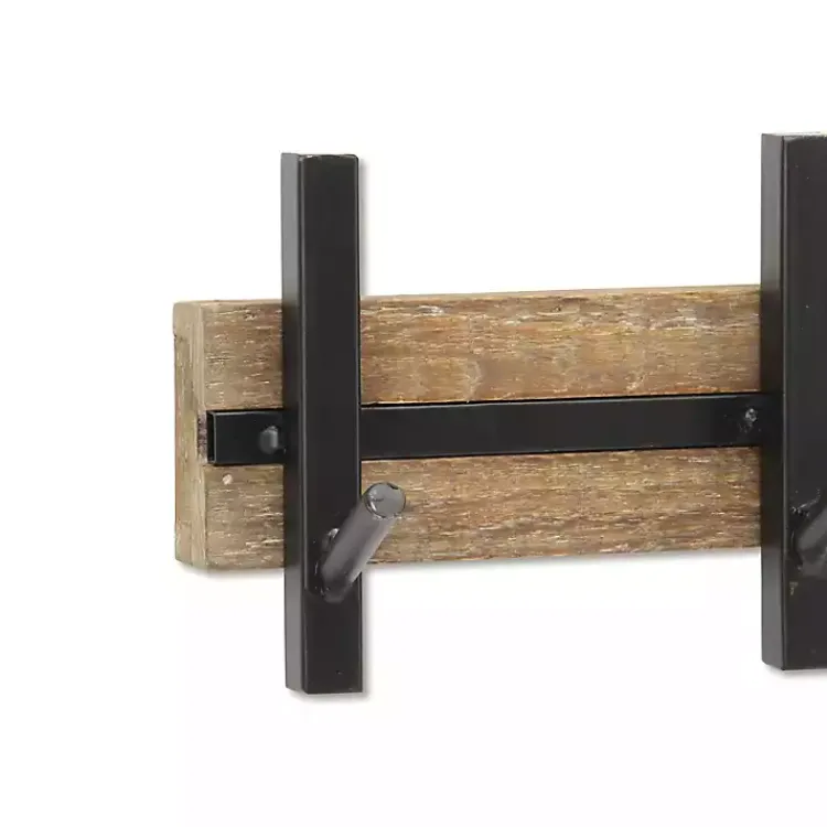 Hooks-Kirklands Home Black and Brown 5-Hook Coat Rack