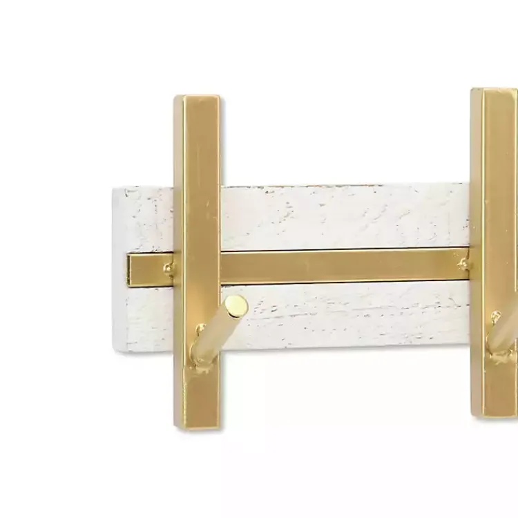 Hooks-Kirklands Home Gold and White 5-Hook Coat Rack