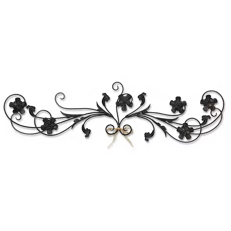 Wall Plaques-Kirklands Home Flower Scroll Metal Wall Plaque Black