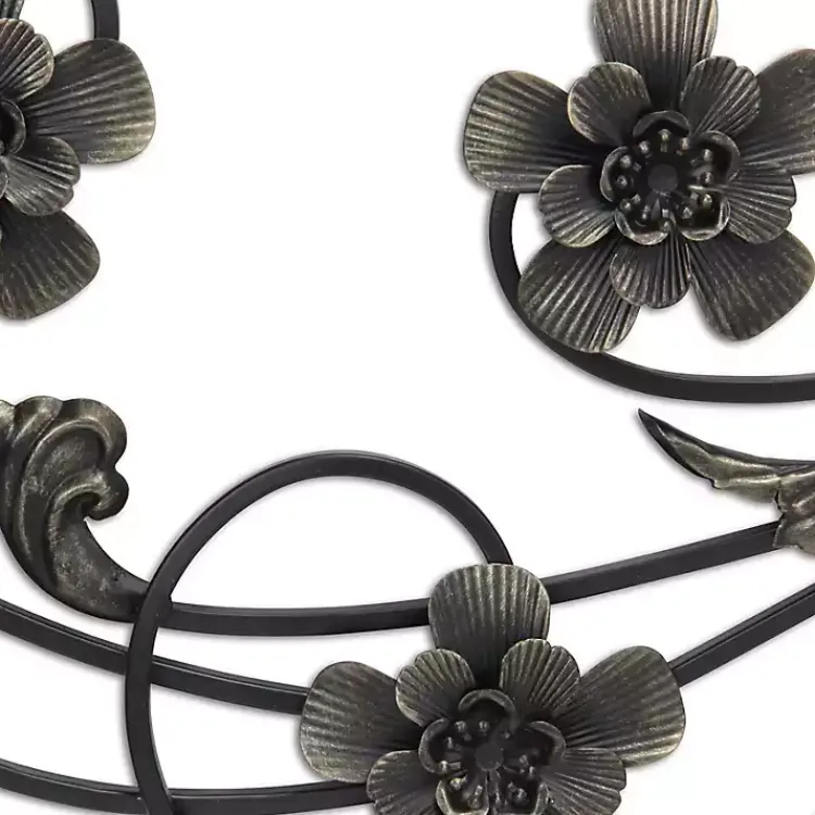 Wall Plaques-Kirklands Home Flower Scroll Metal Wall Plaque Black