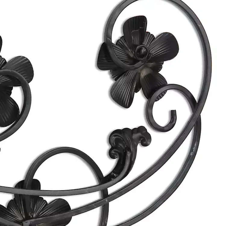 Wall Plaques-Kirklands Home Flower Scroll Metal Wall Plaque Black