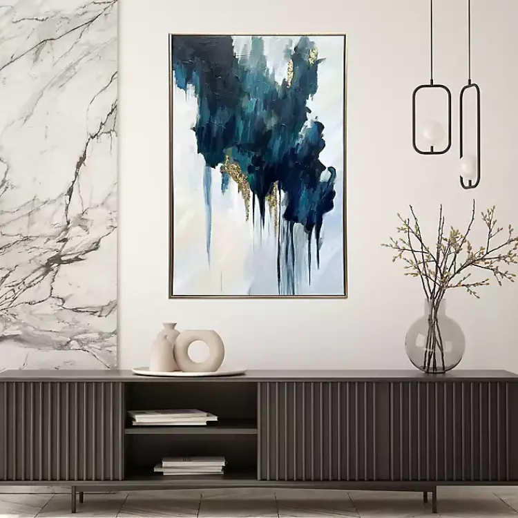 Canvas Art-Kirklands Home Turquoise Glimmer Framed Canvas Art Print