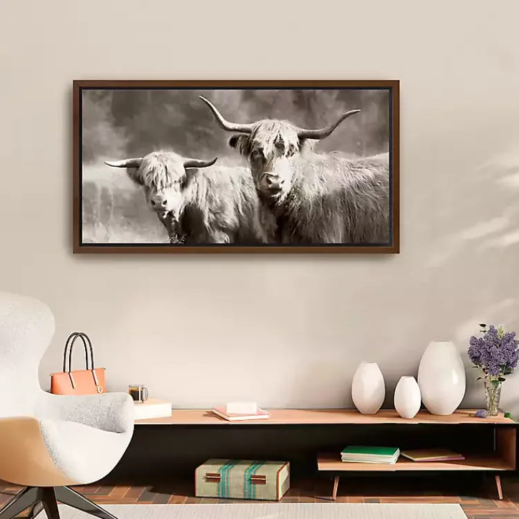 Canvas Art-Kirklands Home Sepia Hairy Highland Framed Canvas Art Print