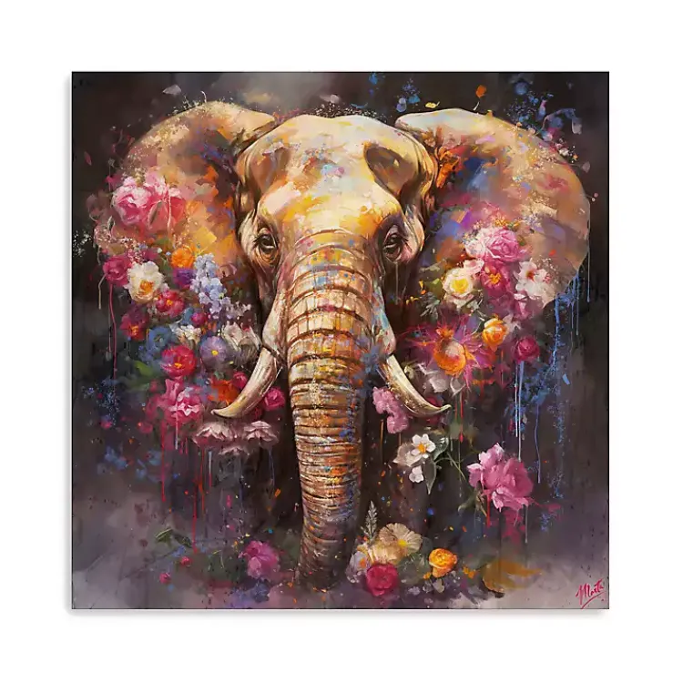 Canvas Art-Kirklands Home Floral Elephant Canvas Art Print