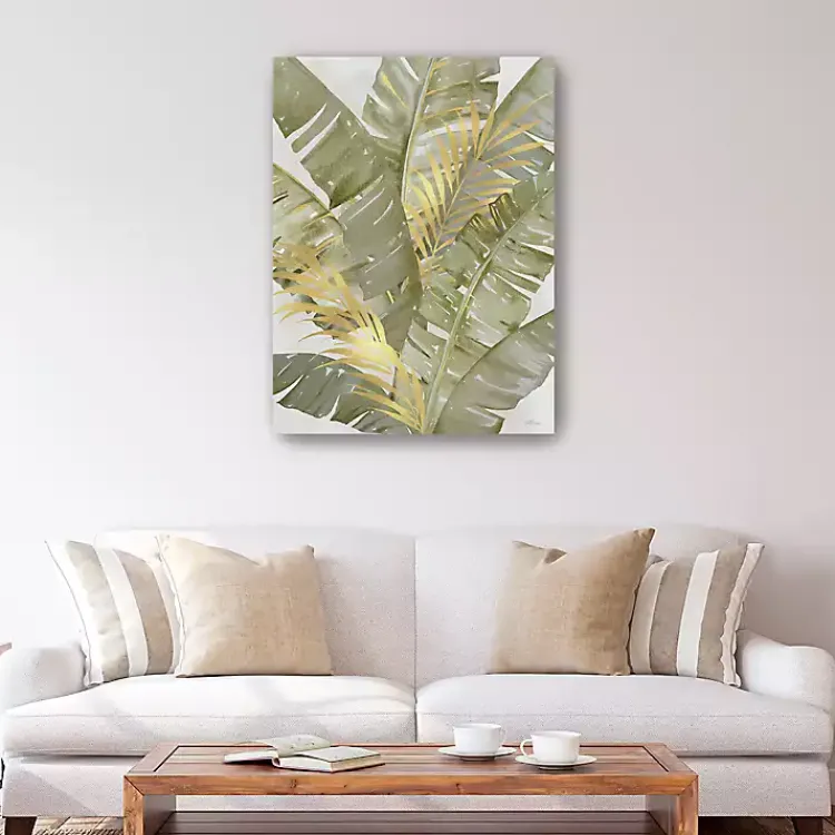Canvas Art-Kirklands Home Touch of Gold Banana Leaves Canvas Art Print