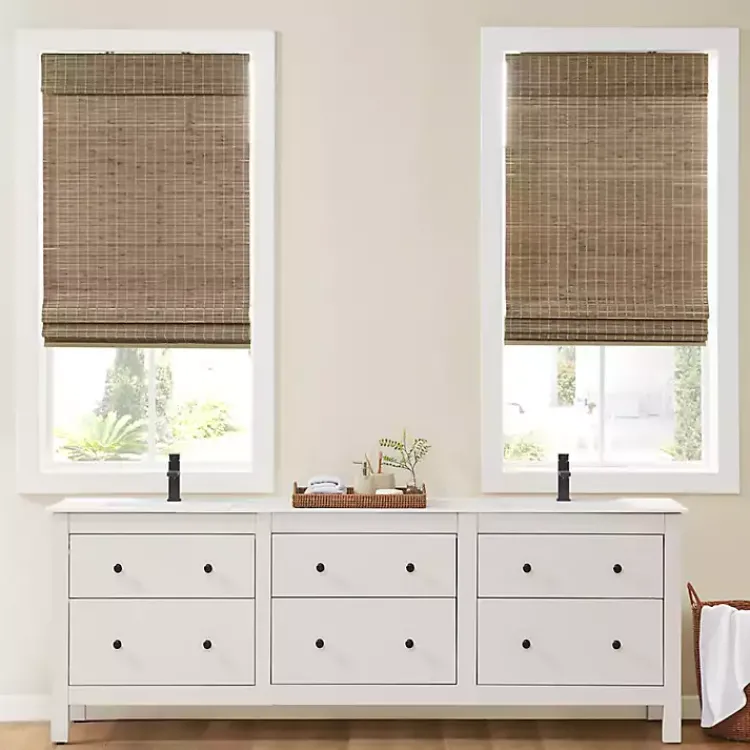 Curtains & Drapes-Kirklands Home Ash Bamboo Light Filtering Roman Shade, 33 in. Brown