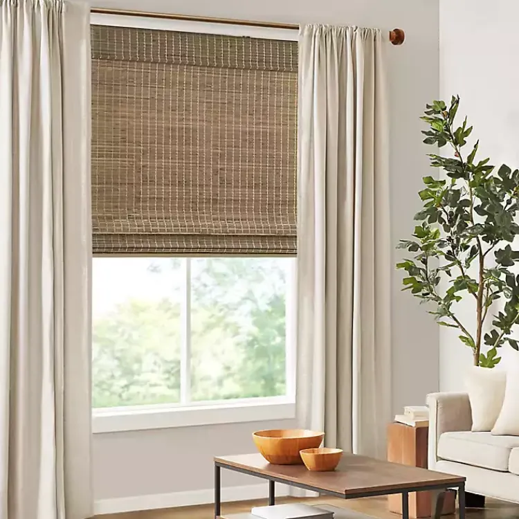 Curtains & Drapes-Kirklands Home Ash Bamboo Light Filtering Roman Shade, 33 in. Brown