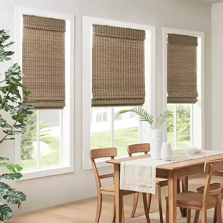Curtains & Drapes-Kirklands Home Ash Bamboo Light Filtering Roman Shade, 33 in. Brown