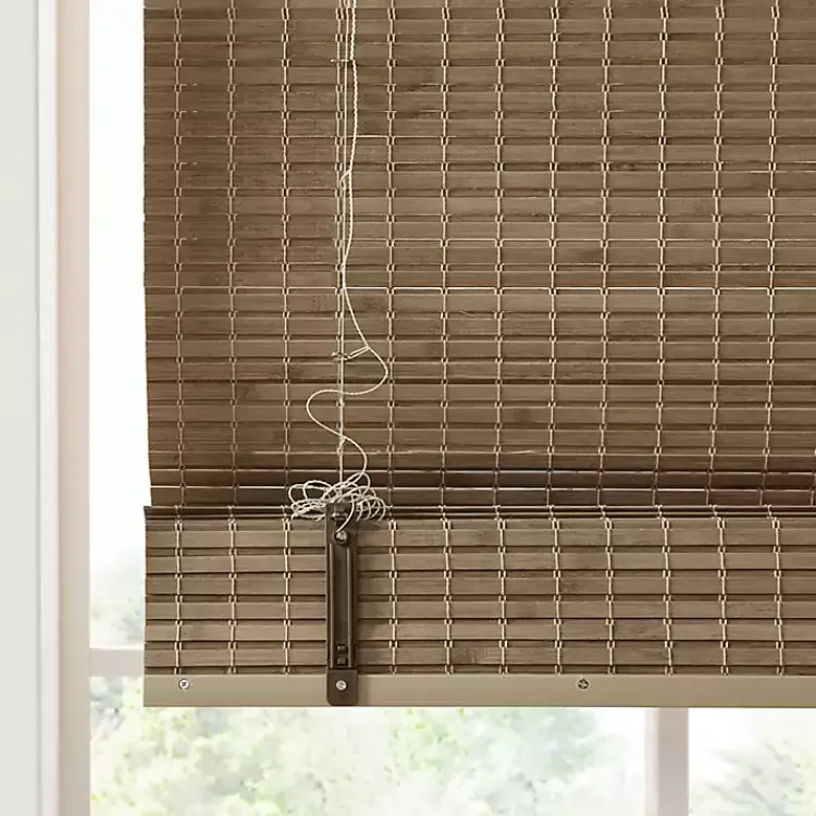 Curtains & Drapes-Kirklands Home Ash Bamboo Light Filtering Roman Shade, 33 in. Brown