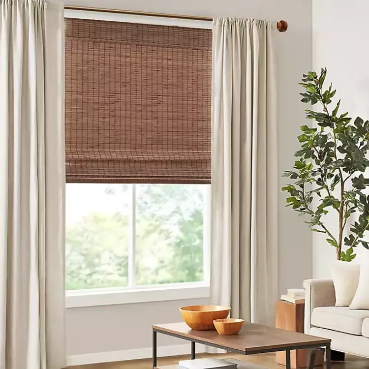 Curtains & Drapes-Kirklands Home Bamboo Light Filtering Roman Shade, 29 in. Brown