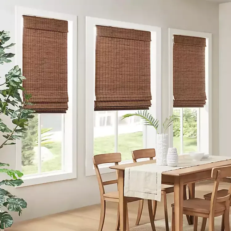 Curtains & Drapes-Kirklands Home Bamboo Light Filtering Roman Shade, 29 in. Brown