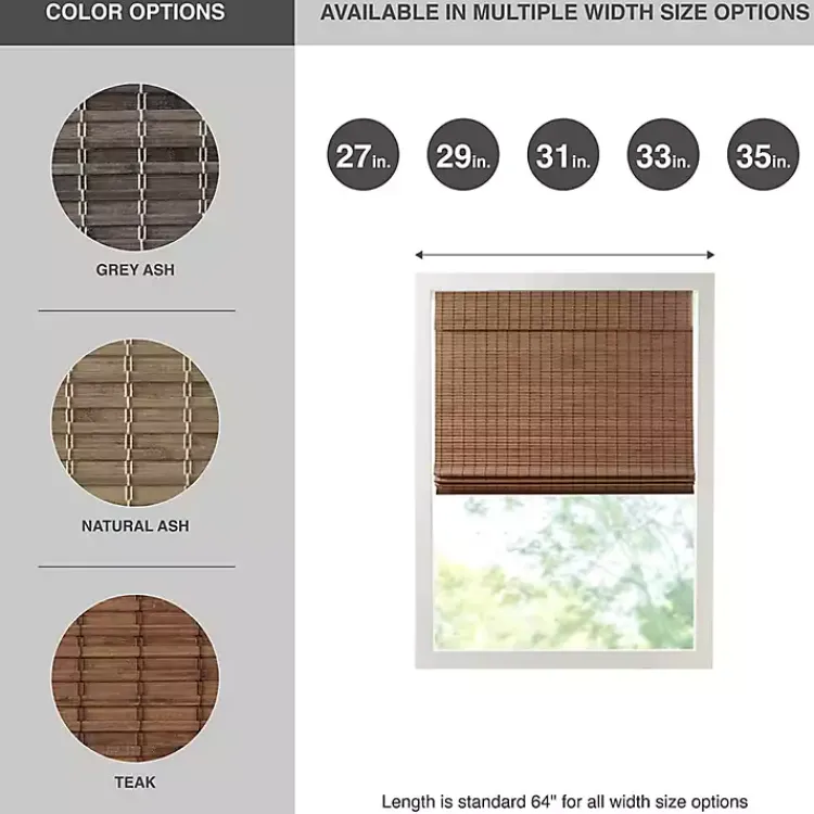 Curtains & Drapes-Kirklands Home Bamboo Light Filtering Roman Shade, 29 in. Brown