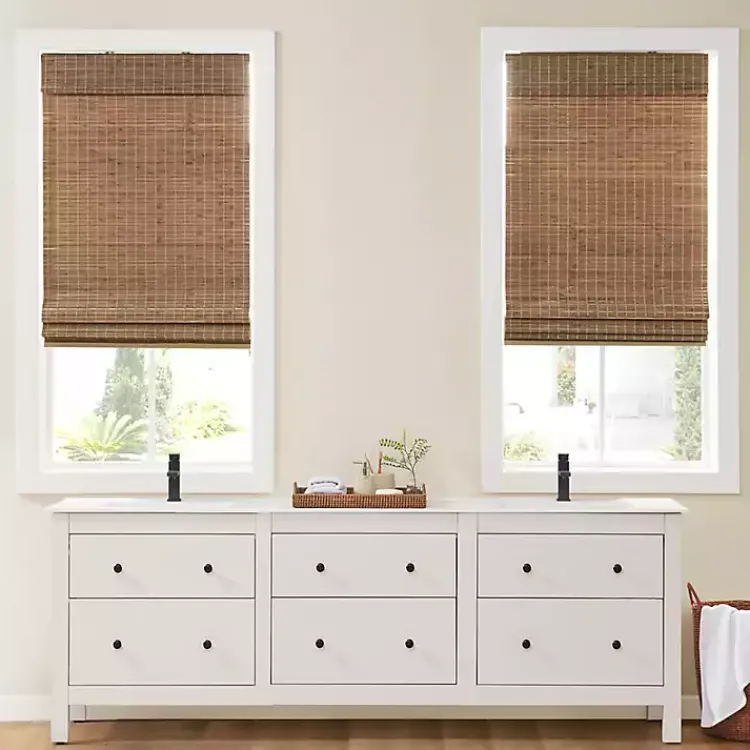 Curtains & Drapes-Kirklands Home Bamboo Light Filtering Roman Shade, 33 in. Brown