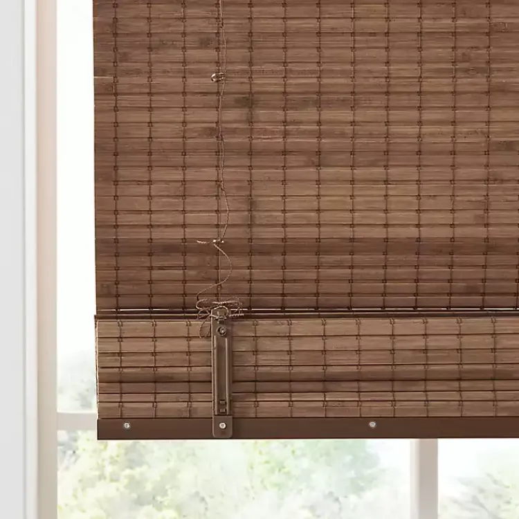 Curtains & Drapes-Kirklands Home Bamboo Light Filtering Roman Shade, 33 in. Brown