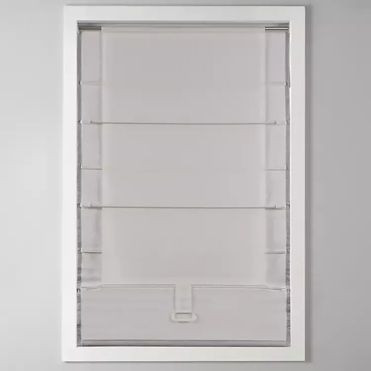 Curtains & Drapes-Kirklands Home Basketweave Cordless Roman Shade, 31 in. Gray