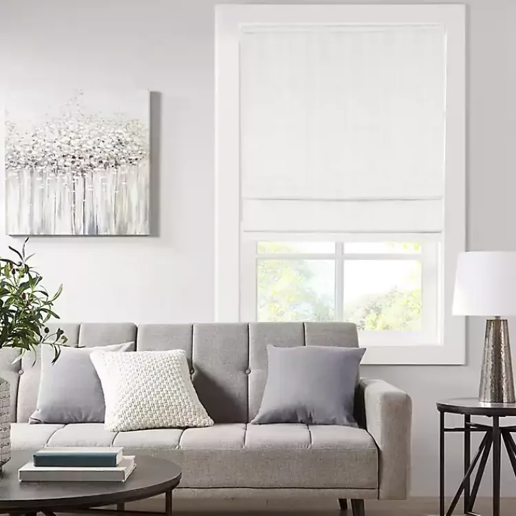 Curtains & Drapes-Kirklands Home Basketweave Cordless Roman Shade, 27 in. White