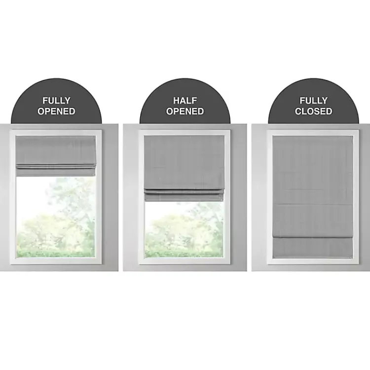 Curtains & Drapes-Kirklands Home Basketweave Cordless Roman Shade, 27 in. White