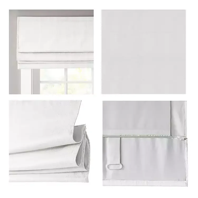 Curtains & Drapes-Kirklands Home Basketweave Cordless Roman Shade, 27 in. White