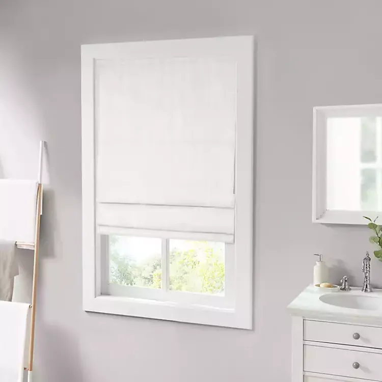 Curtains & Drapes-Kirklands Home Basketweave Cordless Roman Shade, 31 in. White