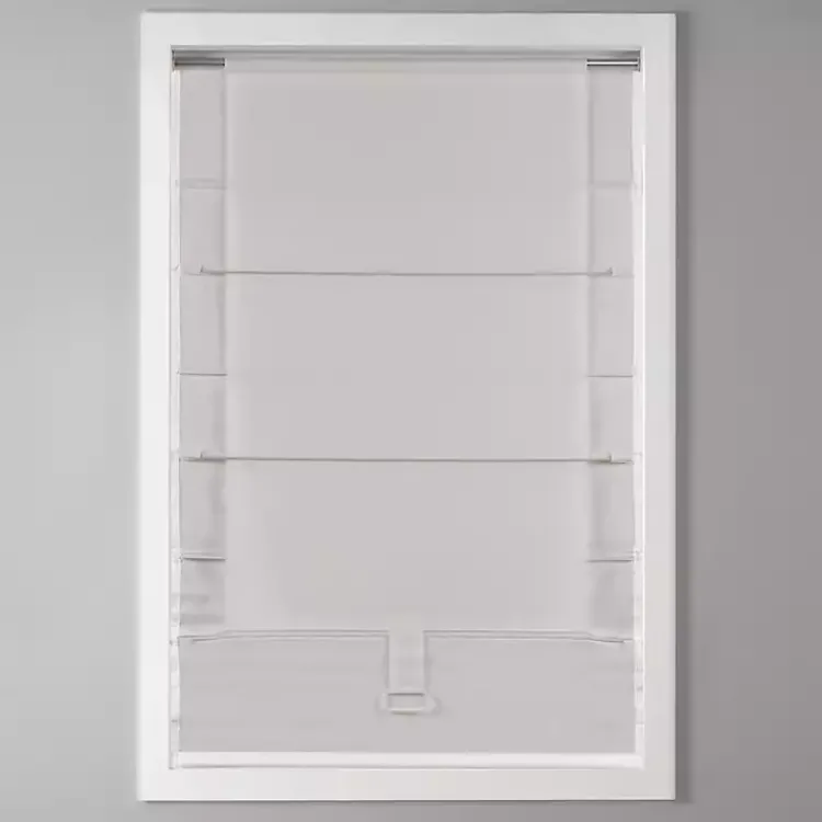 Curtains & Drapes-Kirklands Home Basketweave Cordless Roman Shade, 31 in. White