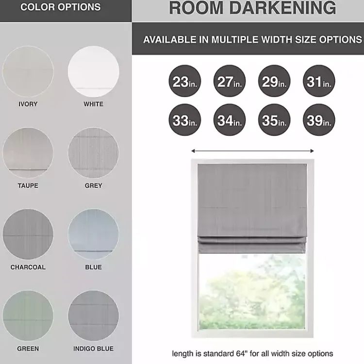 Curtains & Drapes-Kirklands Home Basketweave Cordless Roman Shade, 31 in. White