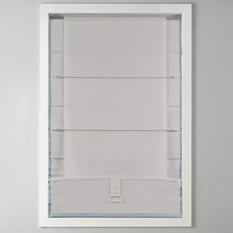 Curtains & Drapes-Kirklands Home Basketweave Cordless Roman Shade, 31 in. Blue