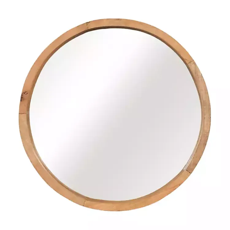 Decorative Mirrors-Kirklands Home Rustic Brown Acacia Round Wall Mirror