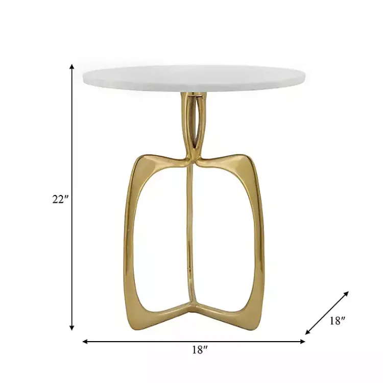Accent & End Tables-Kirklands Home Gold Metal and Marble Modern Abstract Accent Table White