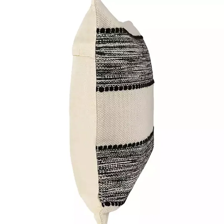 Outdoor Cushions & Pillows-Kirklands Home Black and Cream Textured Indoor/Outdoor Pillow