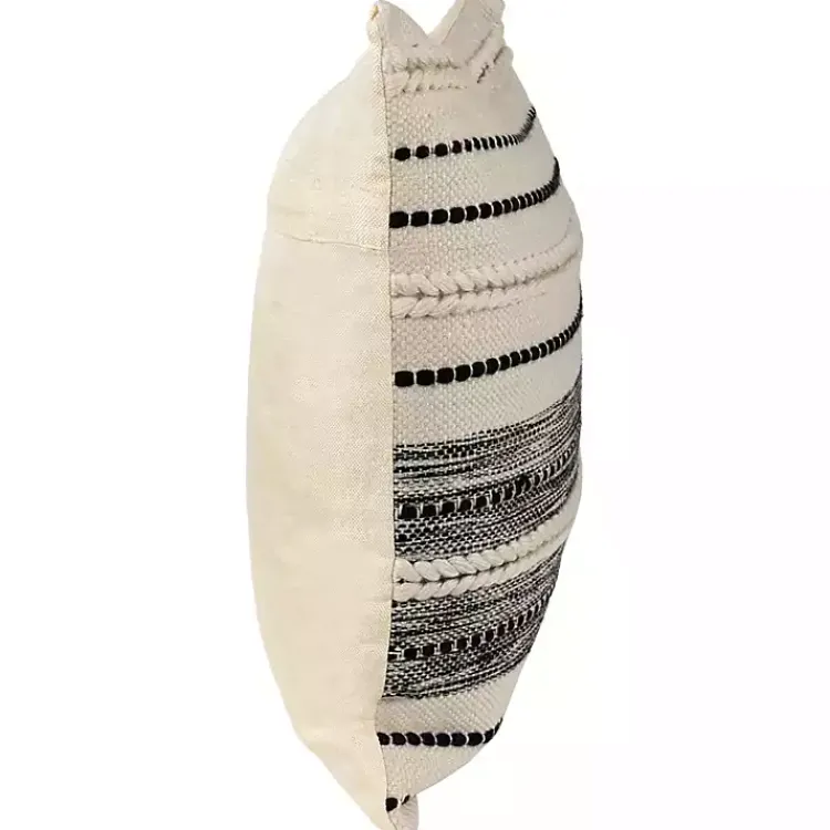 Outdoor Cushions & Pillows-Kirklands Home Black and Cream Twisted Indoor/Outdoor Pillow