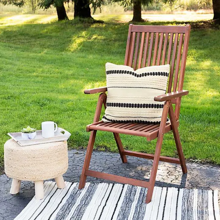 Outdoor Cushions & Pillows-Kirklands Home Black and White Woven Stripe Indoor/Outdoor Pillow