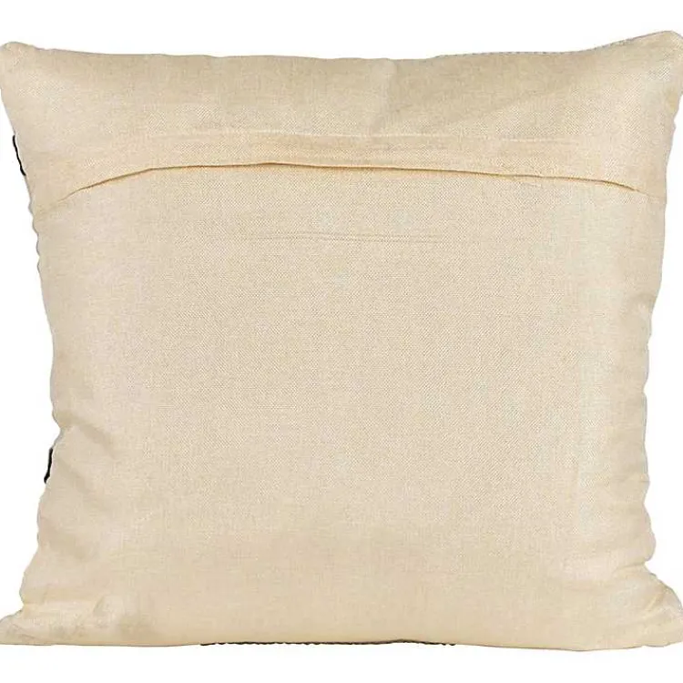 Outdoor Cushions & Pillows-Kirklands Home Black and White Woven Stripe Indoor/Outdoor Pillow