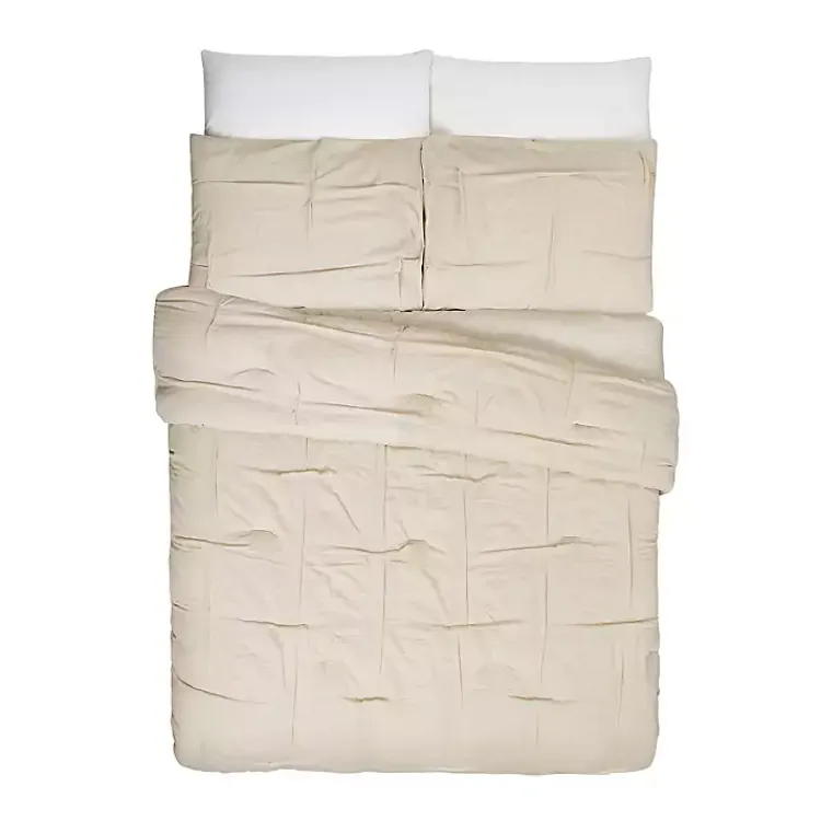 Comforters-Kirklands Home Riley Pleated 3-pc. Full/Queen Comforter Set Tan