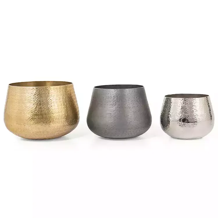 Planters-Kirklands Home Hammered Metal Retta Planter Gold