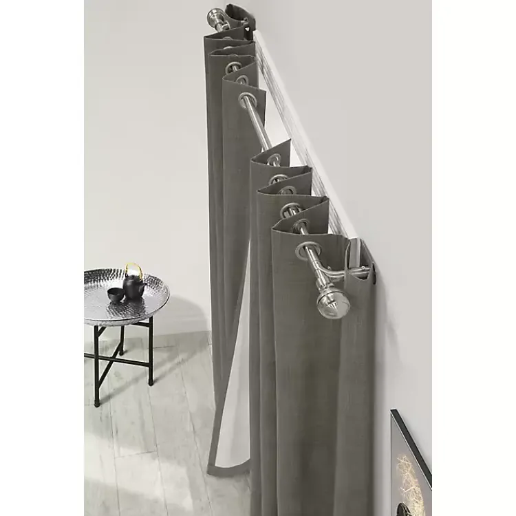 Curtain Rods & Hardware-Kirklands Home Nickel Blackout Extendable Curtain Rod, 72 in.