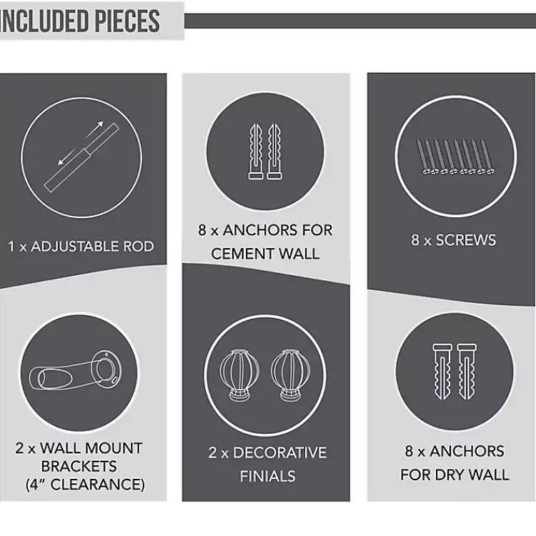 Curtain Rods & Hardware-Kirklands Home Nickel Blackout Extendable Curtain Rod, 72 in.