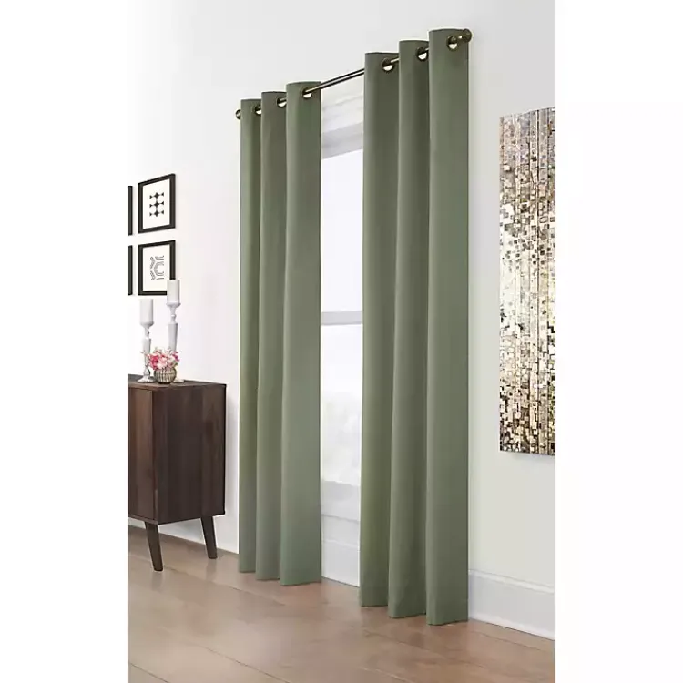 Curtains & Drapes-Kirklands Home Sage Room Darkening Curtain Panel Set, 54 in. Green