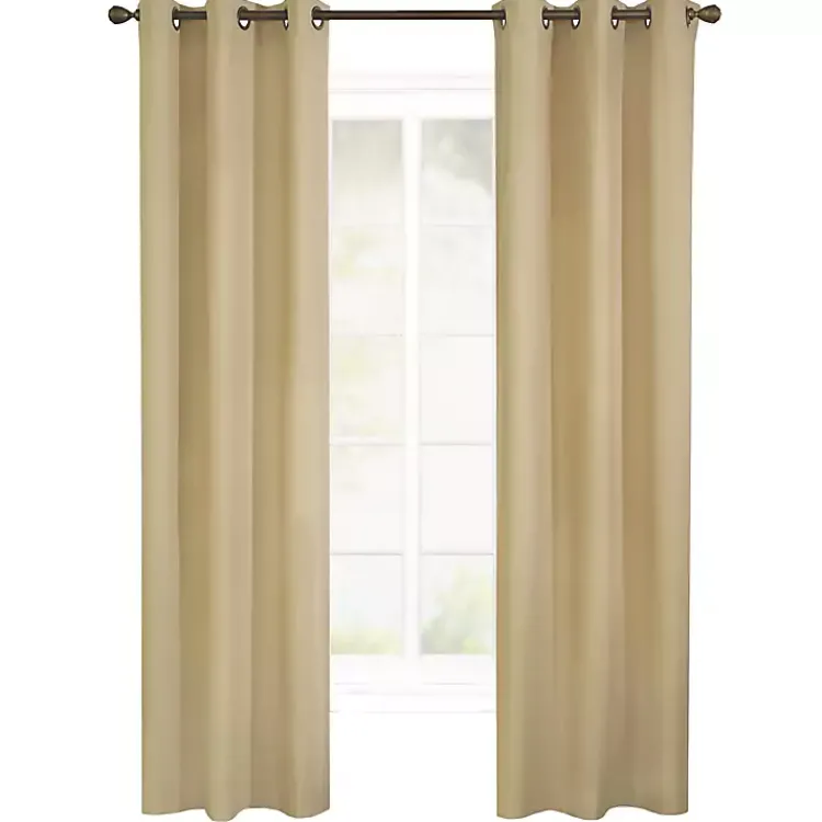 Curtains & Drapes-Kirklands Home Khaki Room Darkening Curtain Panel Set, 84 in. Tan