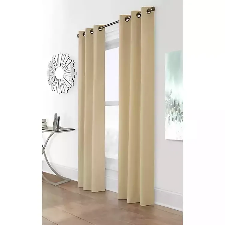 Curtains & Drapes-Kirklands Home Khaki Room Darkening Curtain Panel Set, 95 in. Tan