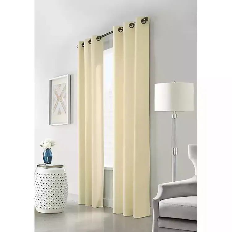 Curtains & Drapes-Kirklands Home Natural Room Darkening Curtain Panel Set, 95 in. Tan