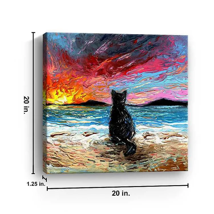 Canvas Art-Kirklands Home Black Cat Beach Days Canvas Art Print Multi