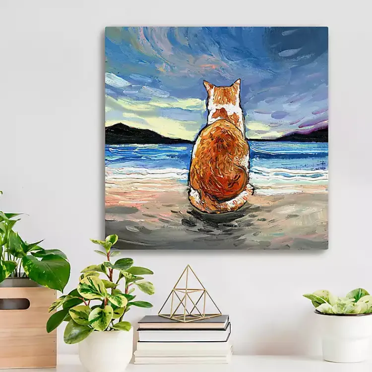 Canvas Art-Kirklands Home Tabby Cat Beach Days Canvas Art Print