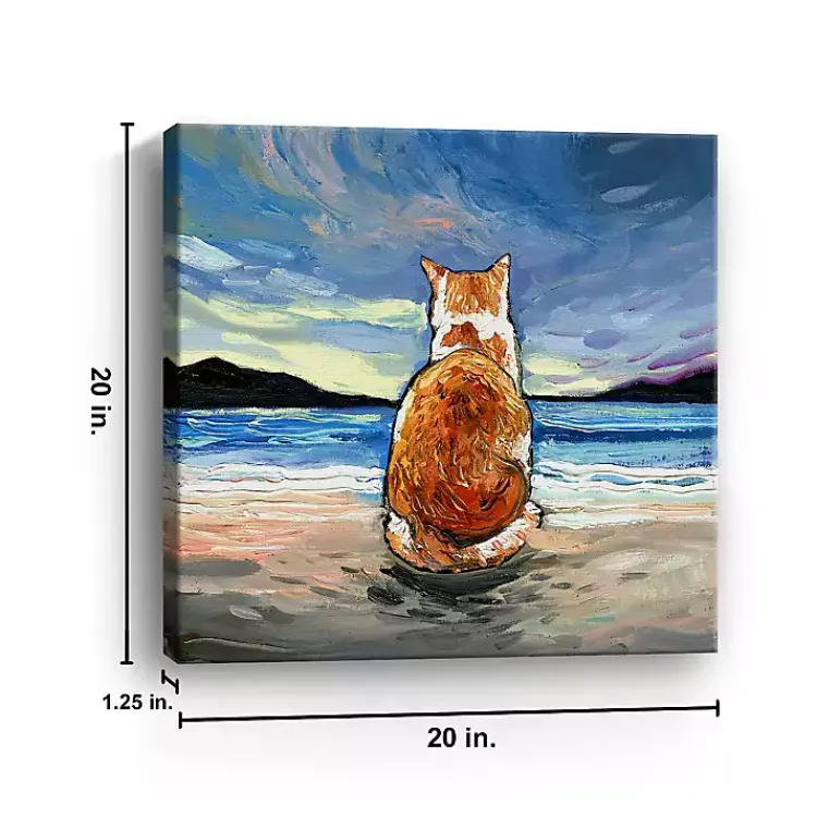 Canvas Art-Kirklands Home Tabby Cat Beach Days Canvas Art Print
