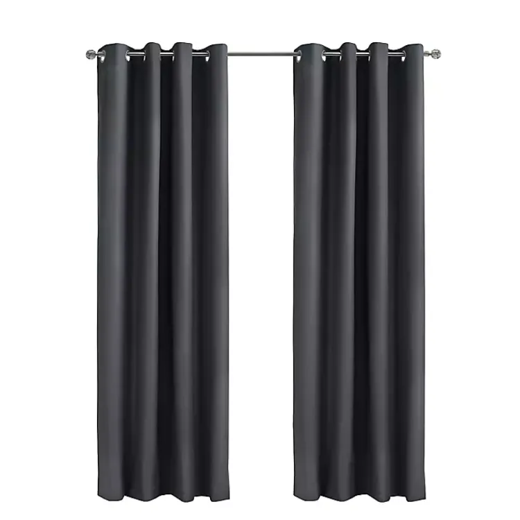 Curtains & Drapes-Kirklands Home Charcoal Alpine Blackout Curtain Panel, 63 in. Gray