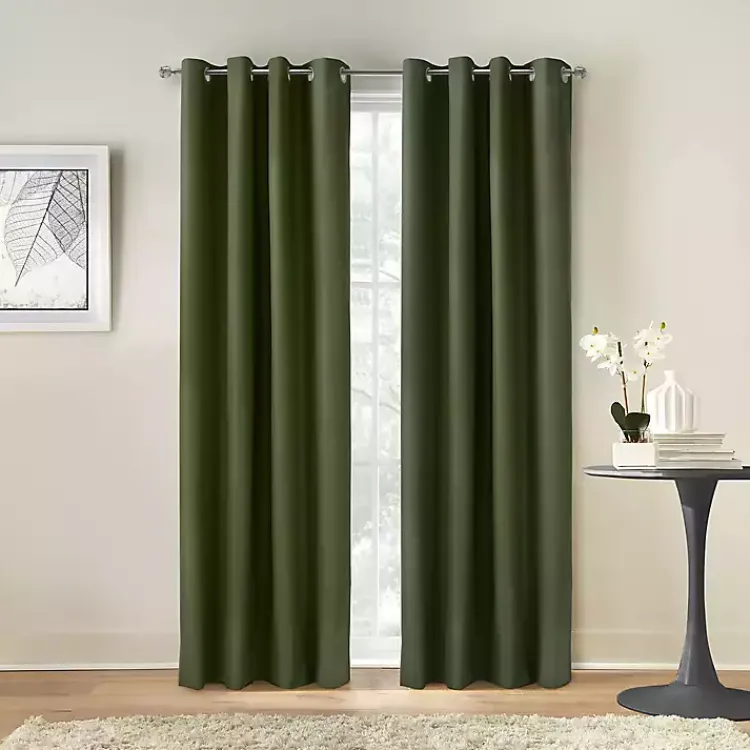 Curtains & Drapes-Kirklands Home Olive Alpine Blackout Curtain Panel, 84 in. Green
