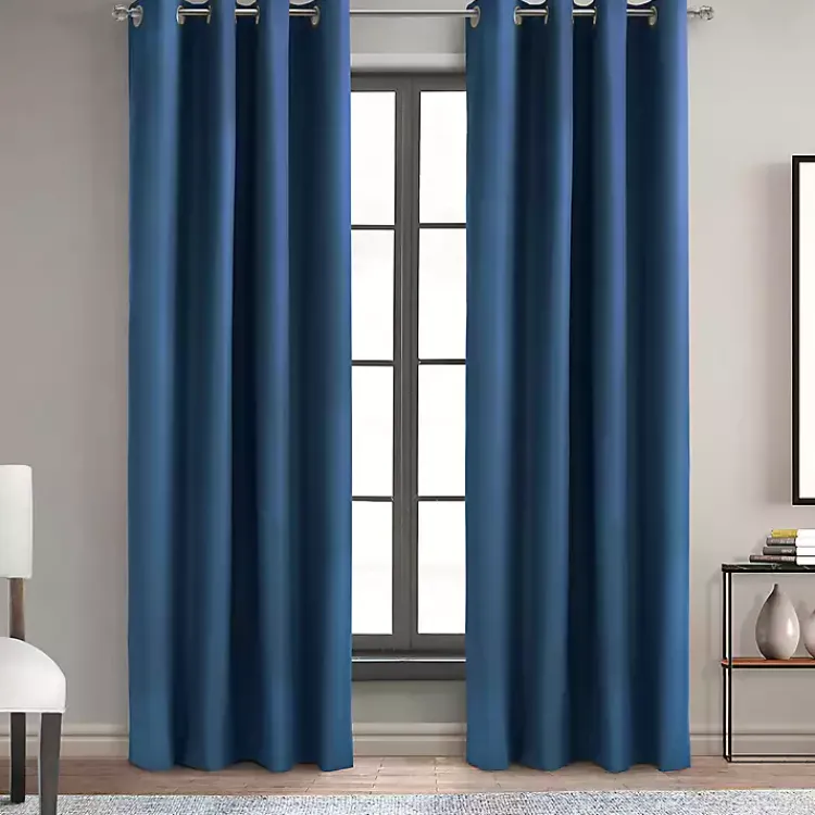 Curtains & Drapes-Kirklands Home Navy Alpine Blackout Curtain Panel, 95 in. Blue