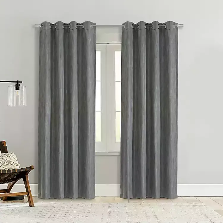 Curtains & Drapes-Kirklands Home Bryson Textured Curtain Panel, 108 in. Gray