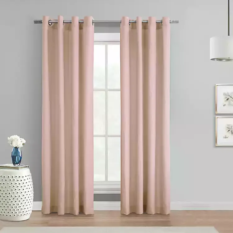 Curtains & Drapes-Kirklands Home Rose Crinkle Harmony Curtain Panel, 63 in. Pink