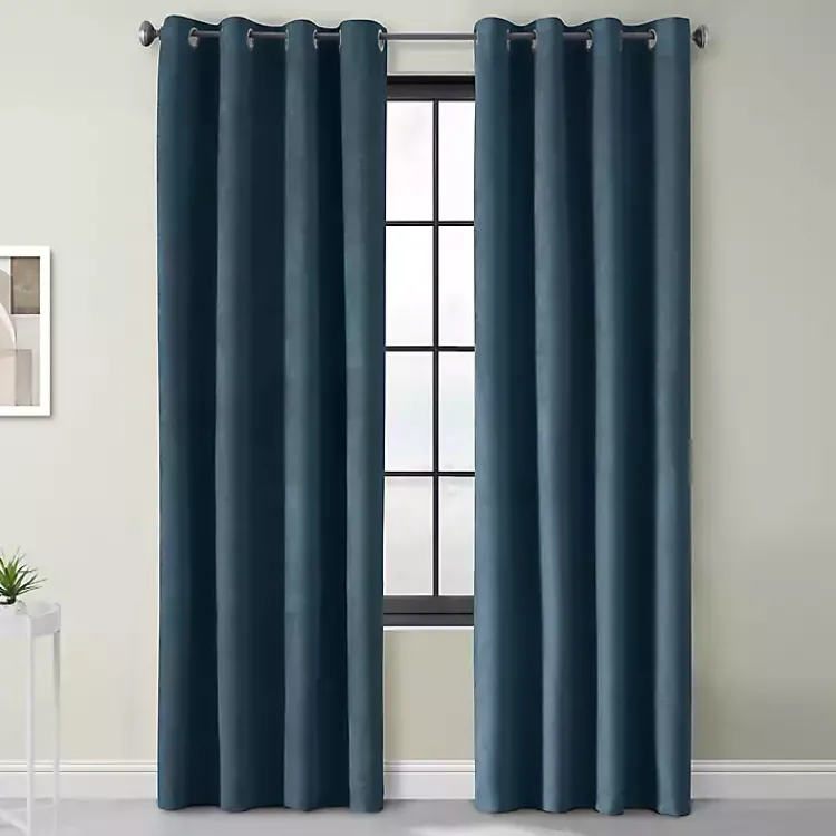 Curtains & Drapes-Kirklands Home Navy Faux Suede Blackout Curtain Panel, 108 in. Blue
