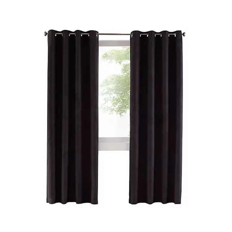 Curtains & Drapes-Kirklands Home Faux Suede out Curtain Panel, 84 in. Black
